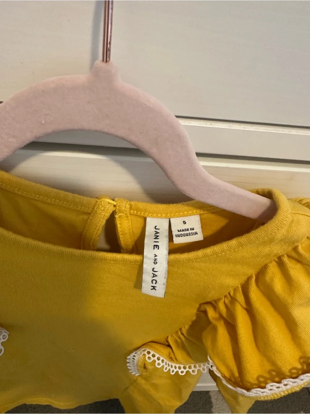 Janie and Jack Mustard Yellow Ruffle Top with Floral Shorts Set